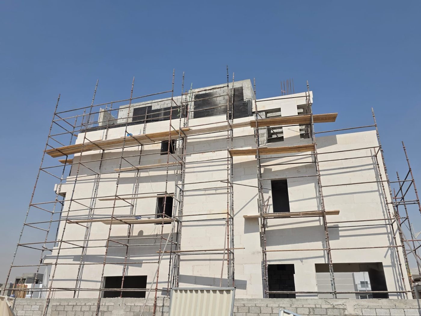 Stone cladding on building exterior